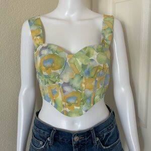 ⭐Cider Corset Crop Top Floral Bohemian Coquette Vacation Resort Coastal Medium